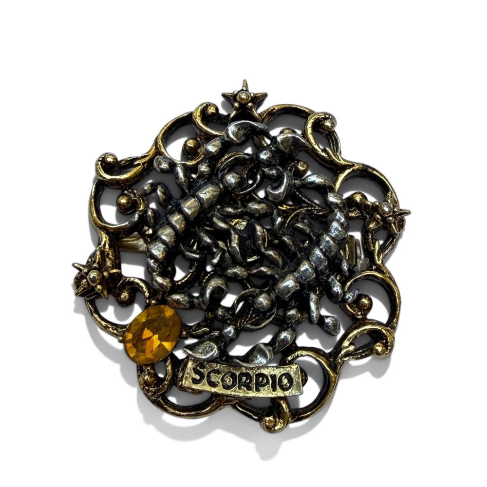 Signed ART Scorpio Zodiac Brooch Pin - 1960s Arthur Pepper Astrological